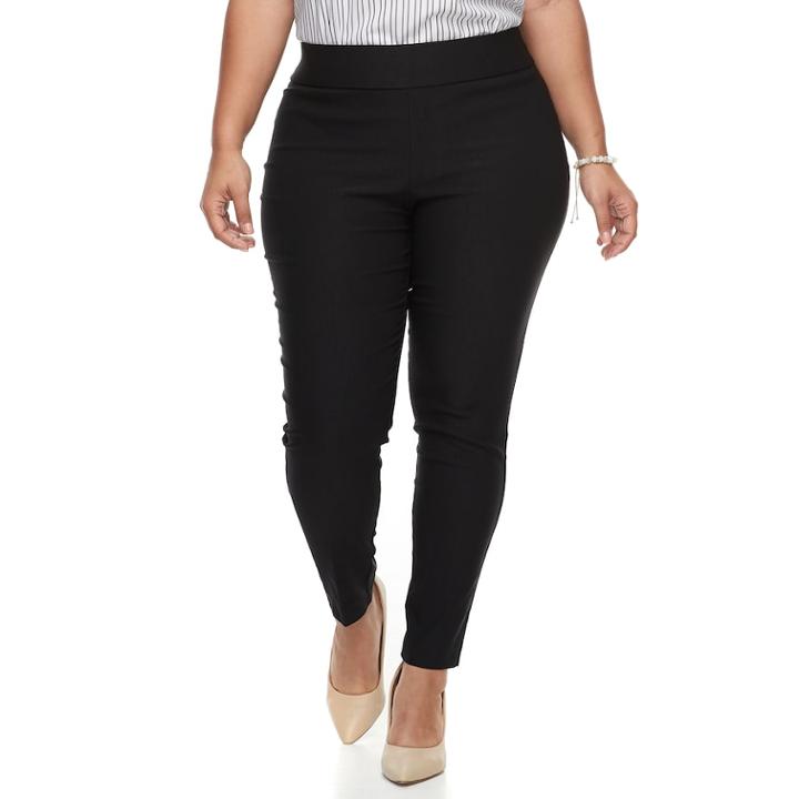 Plus Size Apt. 9&reg; Twill Pull-on Skinny Pants, Women's, Size: 24 W, Black