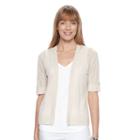 Women's Croft & Barrow&reg; Open Work Cropped Cardigan, Size: Xs, Lt Beige