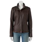 Juniors' Pink Envelope Zip-up Faux-leather Jacket, Girl's, Size: Xs, Med Brown