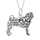 Silver-plated  Pug Pendant Necklace, Women's, Silver