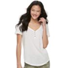 Juniors' So&reg; Solid Henley Tee, Teens, Size: Xl, White