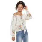 Juniors' Rewind Floral Off-the-shoulder Top, Teens, Size: Xs, Natural