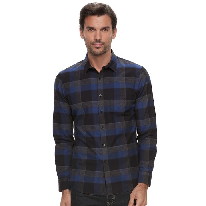 Men's Marc Anthony Slim-fit Soft-touch Flannel Button-down Shirt, Size: Xl, Blue