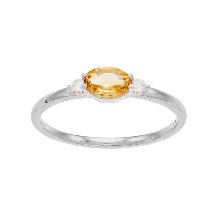 Lc Lauren Conrad 10k White Gold Citrine & Diamond Accent Oval Ring, Women's, Size: 8, Yellow