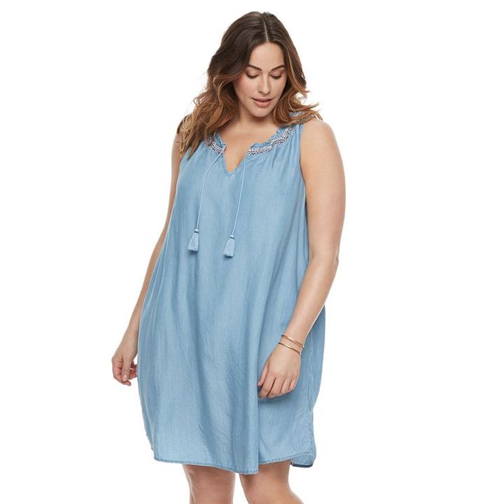 Plus Size Sonoma Goods For Life&trade; Splitneck Tank Dress, Women's, Size: 3xl, Med Blue