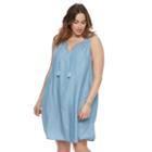 Plus Size Sonoma Goods For Life&trade; Splitneck Tank Dress, Women's, Size: 3xl, Med Blue