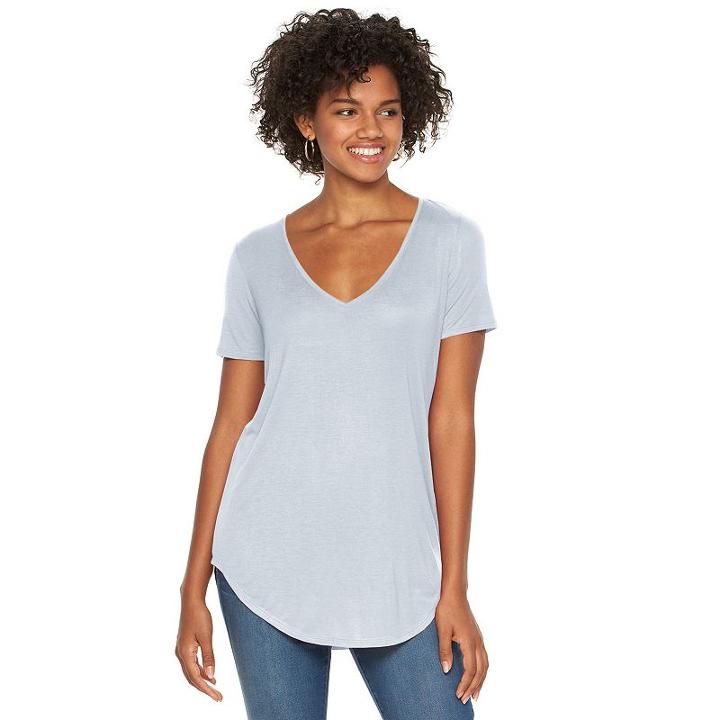 Juniors' Mudd&reg; Short Sleeve V-neck Tee, Girl's, Size: Xs, Blue (navy)