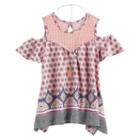 Girls 7-16 Self Esteem Cold Shoulder Woven Top With Necklace, Size: Medium, Lt Orange