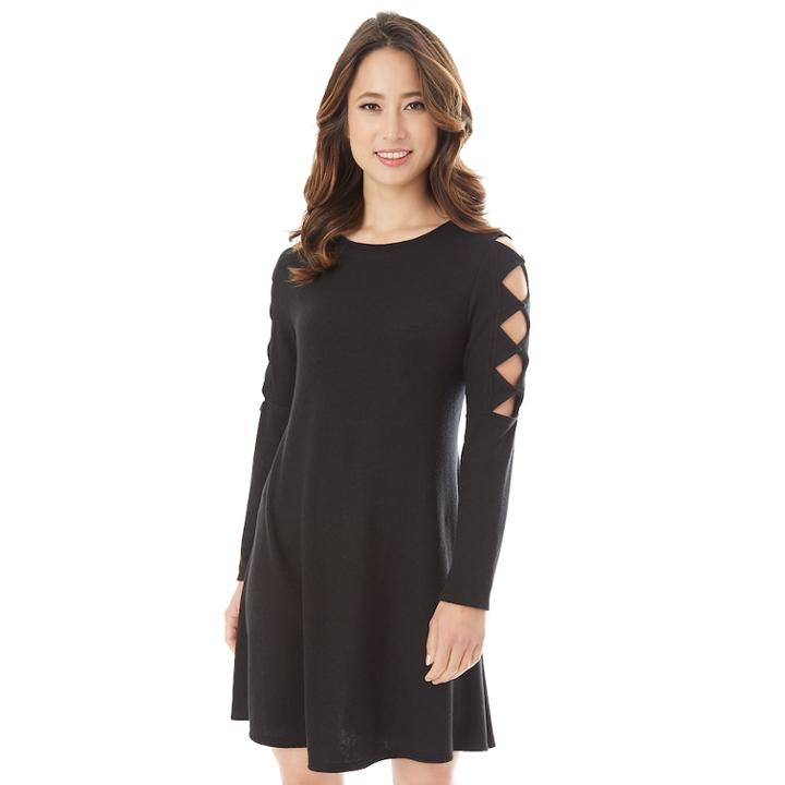 Juniors' Iz Byer Cutout Sleeve Sweaterdress, Teens, Size: Xs, Black