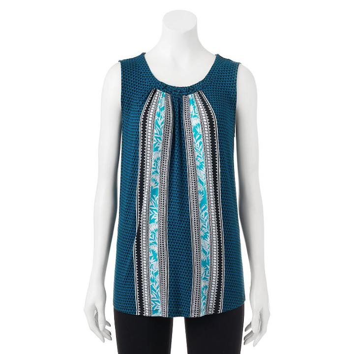 Women's Croft & Barrow&reg; Medallion Shirred Tank, Size: Xs, Oxford