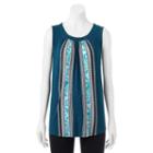 Women's Croft & Barrow&reg; Medallion Shirred Tank, Size: Xs, Oxford