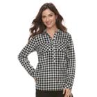Women's Croft & Barrow&reg; Plaid Flannel Shirt, Size: Xxl, Black