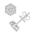 10k White Gold 1/2 Carat T.w. Diamond Flower Cluster Stud Earrings, Women's