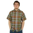 Men's Stanley Classic-fit Madras Plaid Casual Button-down Shirt, Size: Medium, Green