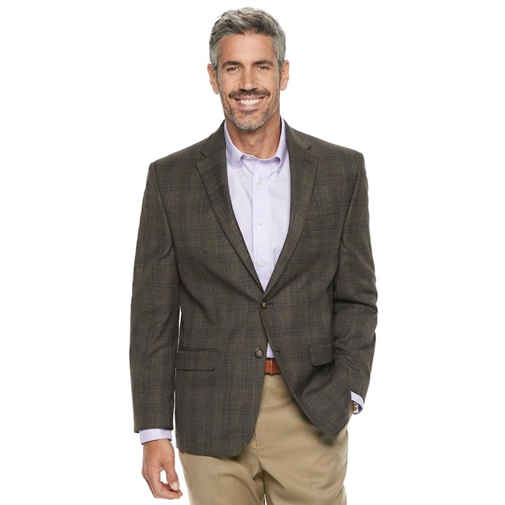 Men's Chaps Classic-fit Patterned Stretch Sport Coat, Size: 46 Long, Lt Brown