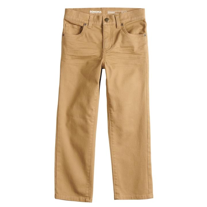 Boys 4-12 Sonoma Goods For Life&trade; Straight Comfy Waist Pants In Regular, Slim & Husky, Size: 12 Husky, Med Brown