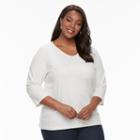 Plus Size Croft & Barrow&reg; Solid V-neck Tee, Women's, Size: 2xl, White