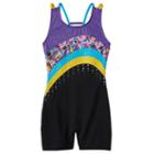 Girls 4-14 Jacques Moret Handspring Stars Biketard Leotard, Girl's, Size: Small, Black