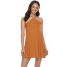 Juniors' Love, Fire Y-neck Ribbed Swing Dress, Teens, Size: Xs, Drk Yellow