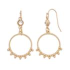 Lc Lauren Conrad Beaded Texture Nickel Free Hoop Drop Earrings, Women's, Gold