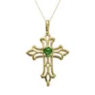 10k Gold Lab-created Emerald Filigree Cross Pendant, Women's, Size: 18, Green