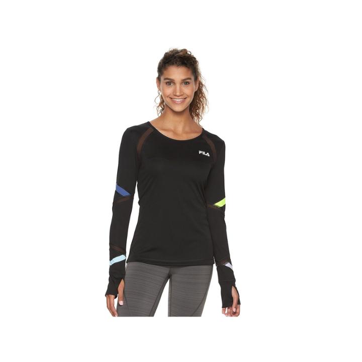 Women's Fila Sport Mesh Long Sleeve Tee, Size: Small, Black