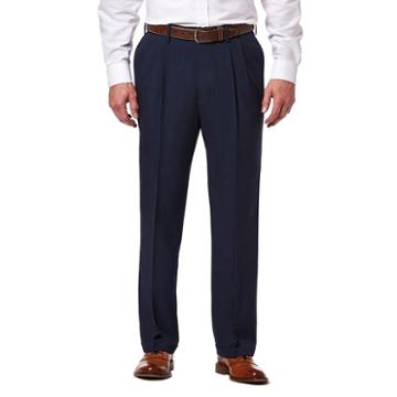 Men's Haggar Eclo Stria Classic-fit Pleated Dress Pants, Size: 40x30, Blue
