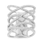 Cubic Zirconia Sterling Silver Crisscross Ring, Women's, Size: 5, White