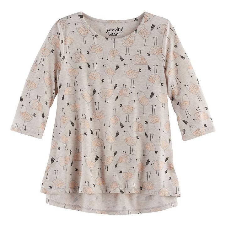 Girls 4-10 Jumping Beans&reg; Patterned Top, Size: 4, Lt Beige