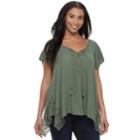 Plus Size World Unity Lace Shark-bite Tee, Women's, Size: 0x, Lt Green