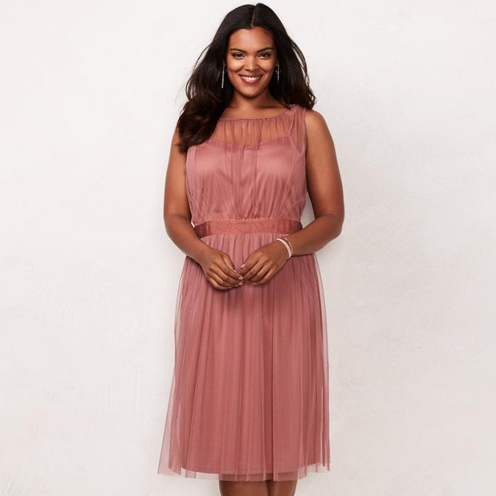 Plus Size Lc Lauren Conrad Shirred Tulle Dress, Women's, Size: 2xl, Med Pink