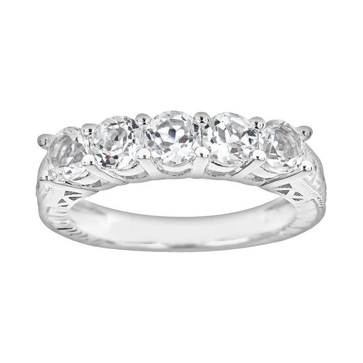 Sterling Silver White Topaz Five-stone Ring, Women's, Size: 9