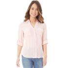 Juniors' Iz Byer Roll-tab Shirt, Teens, Size: Large, Light Pink