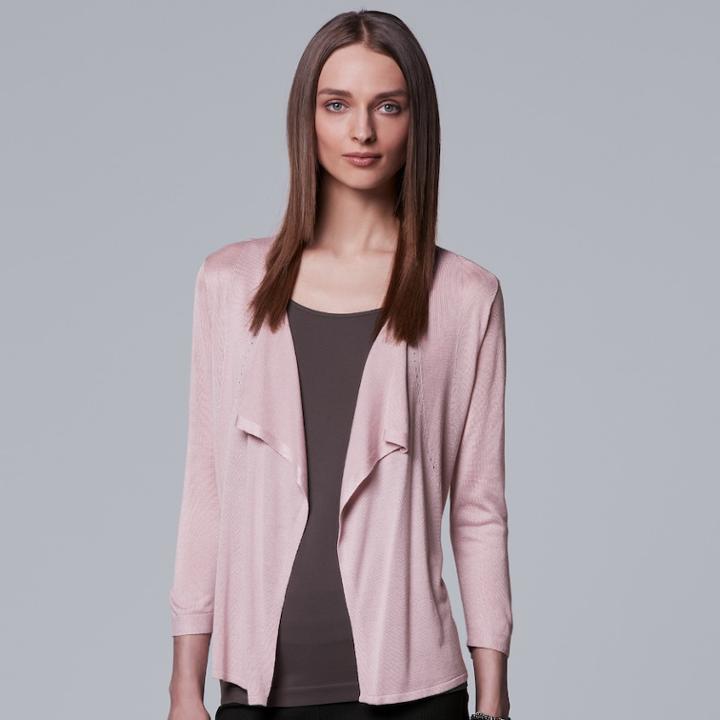 Women's Simply Vera Vera Wang Draped Open Front Cardigan, Size: Medium, Lt Purple