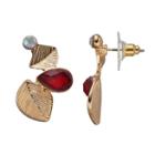 Lc Lauren Conrad Double Textured Leaf Nickel Free Drop Earrings, Women's, Red
