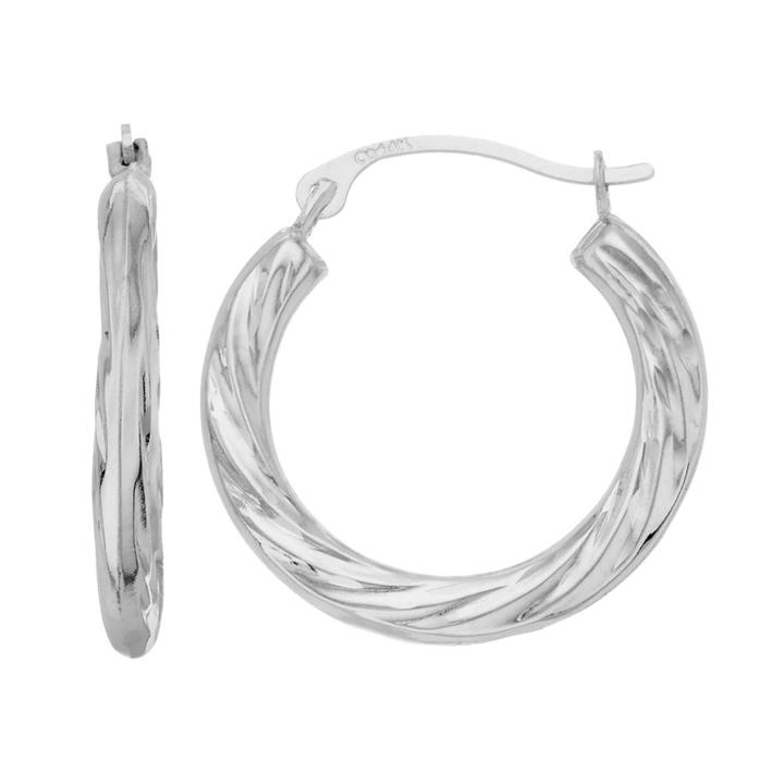 Forever 14k White Gold Twist Hoop Earrings, Women's, Grey