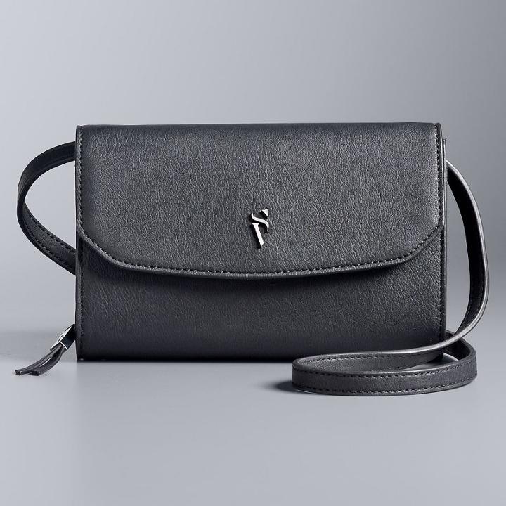 Simply Vera Vera Wang Signature Envelope Crossbody Bag, Women's, Black