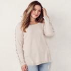 Plus Size Lc Lauren Conrad Lace-up Crewneck Sweater, Women's, Size: 1xl, Brown Oth