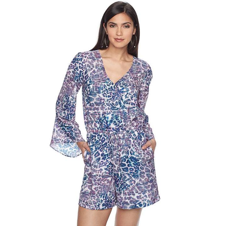 Women's Jennifer Lopez Animal Print Romper, Size: Small, Brt Pink