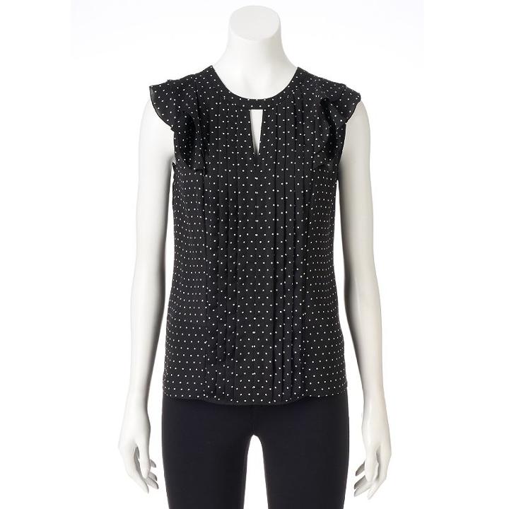 Women's Elle&trade; Pintuck Ruffle Top, Size: Xs, Black