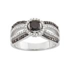 1 Carat T.w. Black & White Diamond Sterling Silver Multirow Halo Ring, Women's, Size: 6