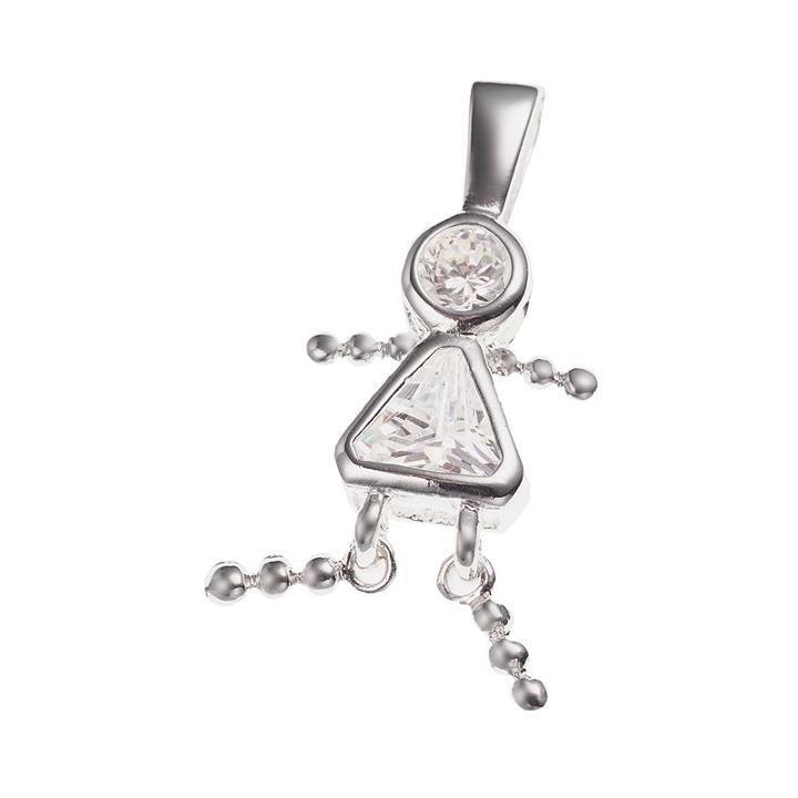 Sterling Silver Birthstone Babies Girl Charm, Grey