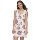 Juniors' Lily Rose Cross Front Floral Shift Dress, Teens, Size: Medium, White
