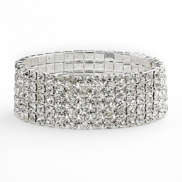 Franco Gia Simulated Crystal Multirow Stretch Bracelet, Women's, White