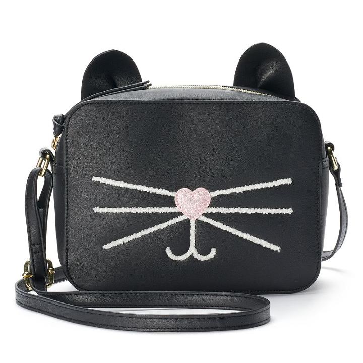T-shirt & Jeans Cat Whiskers Crossbody Bag, Women's, Black