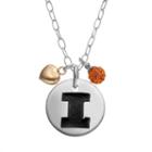 Fiora Crystal Sterling Silver Illinois Fighting Illini Team Logo & Heart Pendant Necklace, Women's, Size: 16, Multicolor