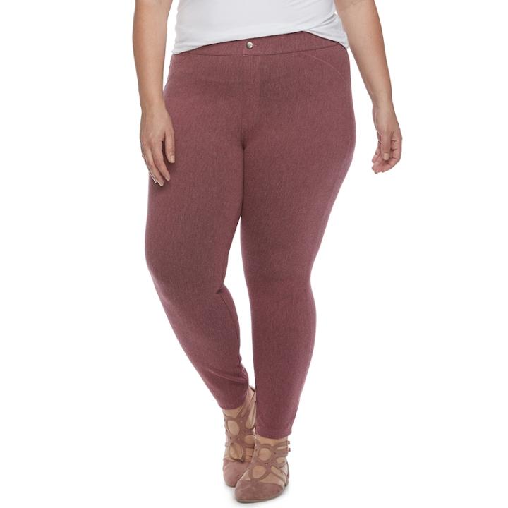 Plus Size Utopia By Hue Felted Twill Jean Skimmer Leggings, Size: 2xl, Pink