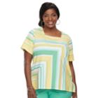 Plus Size Alfred Dunner Studio Stripe Top, Women's, Size: 2xl, Green Yellow Splice