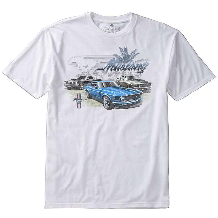 Men's Newport Blue Mustang Tee, Size: Xxl, White Oth