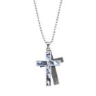 Diamond Accent Stainless Steel Camouflage Cross Pendant Necklace - Men, Size: 24, Multicolor